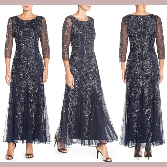 pisarro nights embellished mesh gown petite